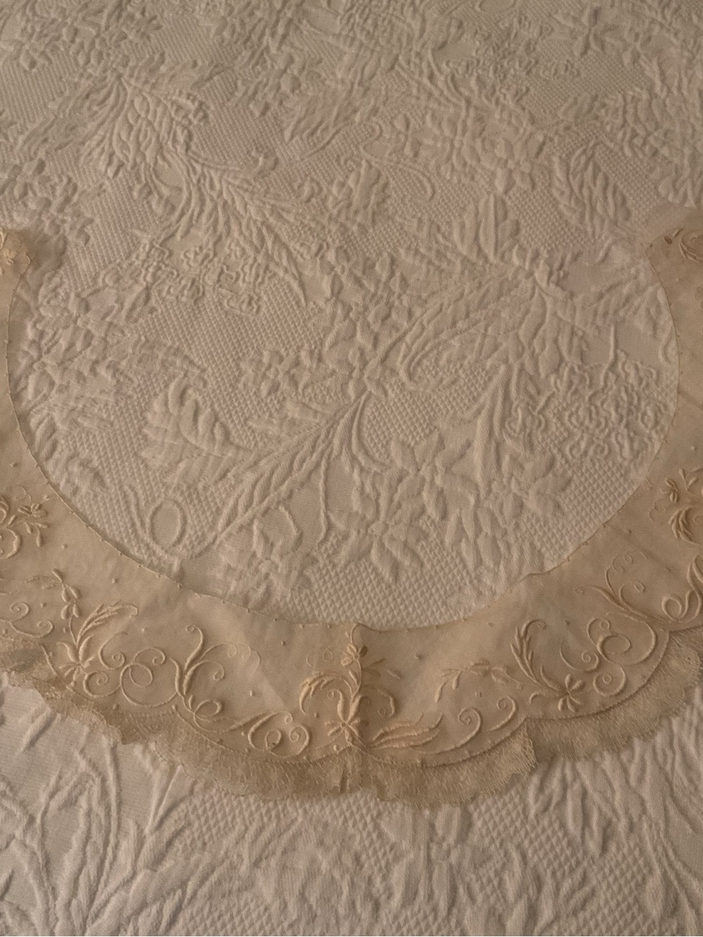 Delicate Cream Embroidered Lace collar, Antique
